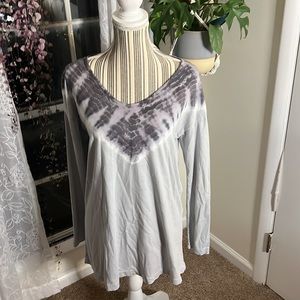 Pure Jill Grey Purple Tie Dye Tunic Tee - Size Small